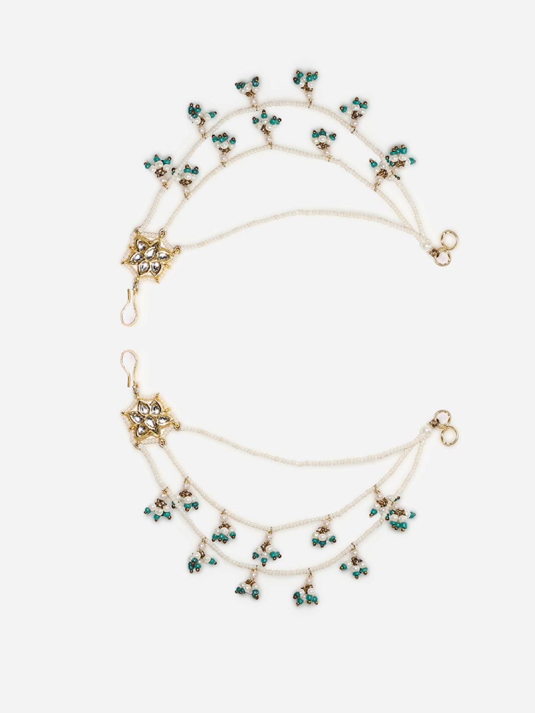 AIVY LUXE Kanchain featuring delicate floral design with green and white stones unique statement earrings for women